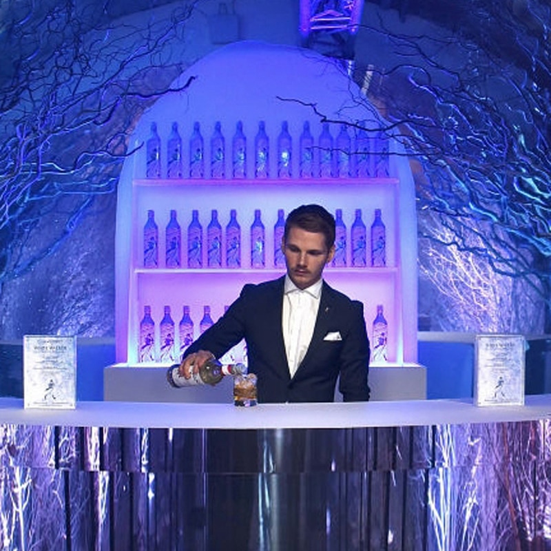 LONDON, ENGLAND - NOVEMBER 08:  World class bartender Daniel Warren makes White Walker cocktails, inspired by Game of Thrones to celebrate the launch of White Walker by Johnnie Walker whisky, on November 8, 2018 in London, England  (Photo by David M. Benett/Dave Benett/Getty Images for Johnnie Walker )